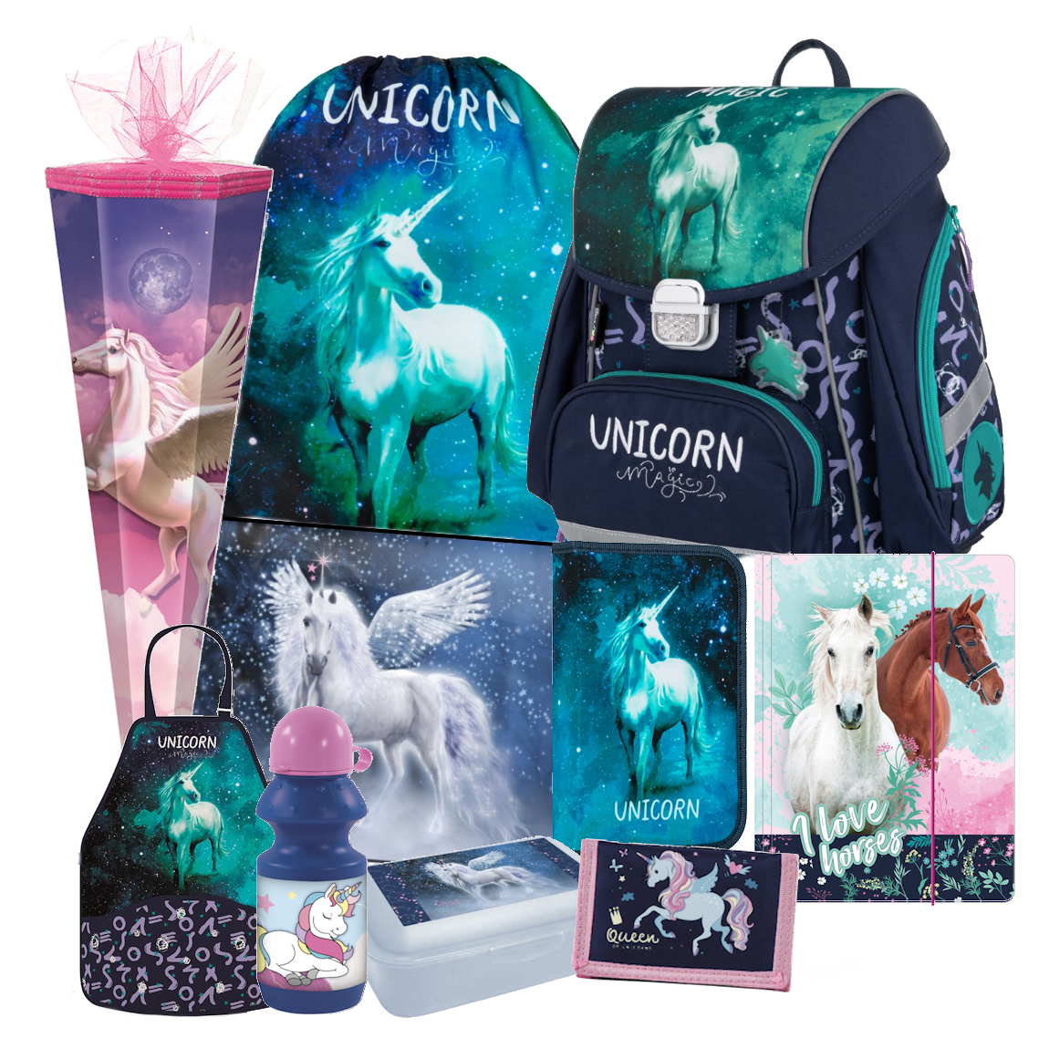 Einhorn Unicorn Pony Pegasus 11 tl Set SCHULRANZEN Ranzen TORNISTER Schultüte 85 Einhorn Unicorn Pony Pegasus 11 tl Set SCHULRANZEN Ranzen TORNISTER Schultüte 85