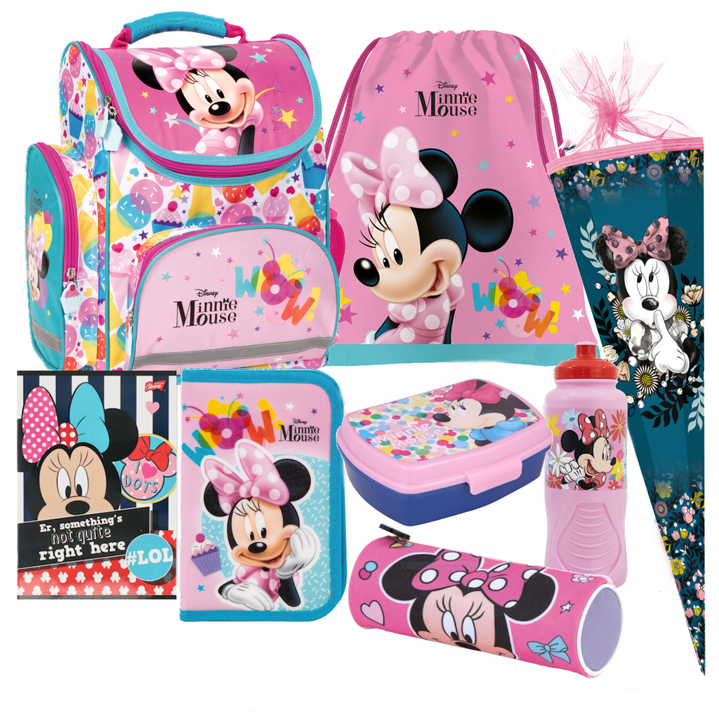 Disney Minnie Maus Mouse 8 tl Set Tornister Ranzen Schulranzen Schultüte 85 cm d