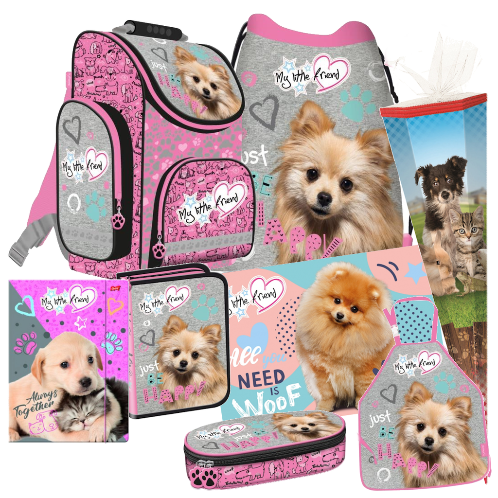 Hunde Dog 8 Teile SCHULRANZEN Set pink T