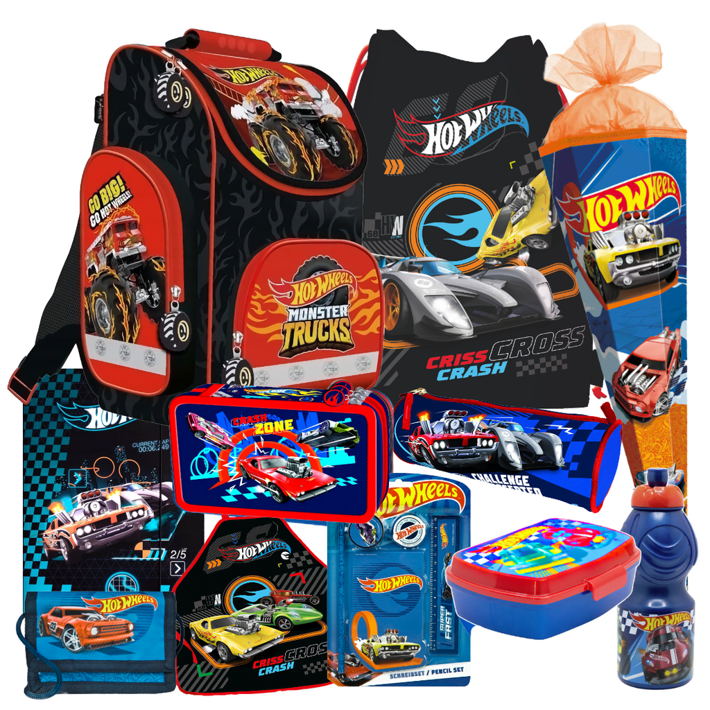 Hot Wheels Cars 11 tl Set SCHULRANZEN RANZEN Federmappe Tornister Schultüte 85cm