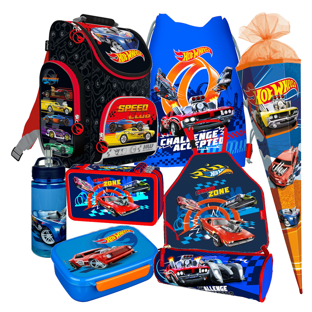 HOT WHEELS CARS AUTOS 8t SCHULRANZEN RANZEN SCHULTÜTE 85 cm TORNISTER TASCHE Set
