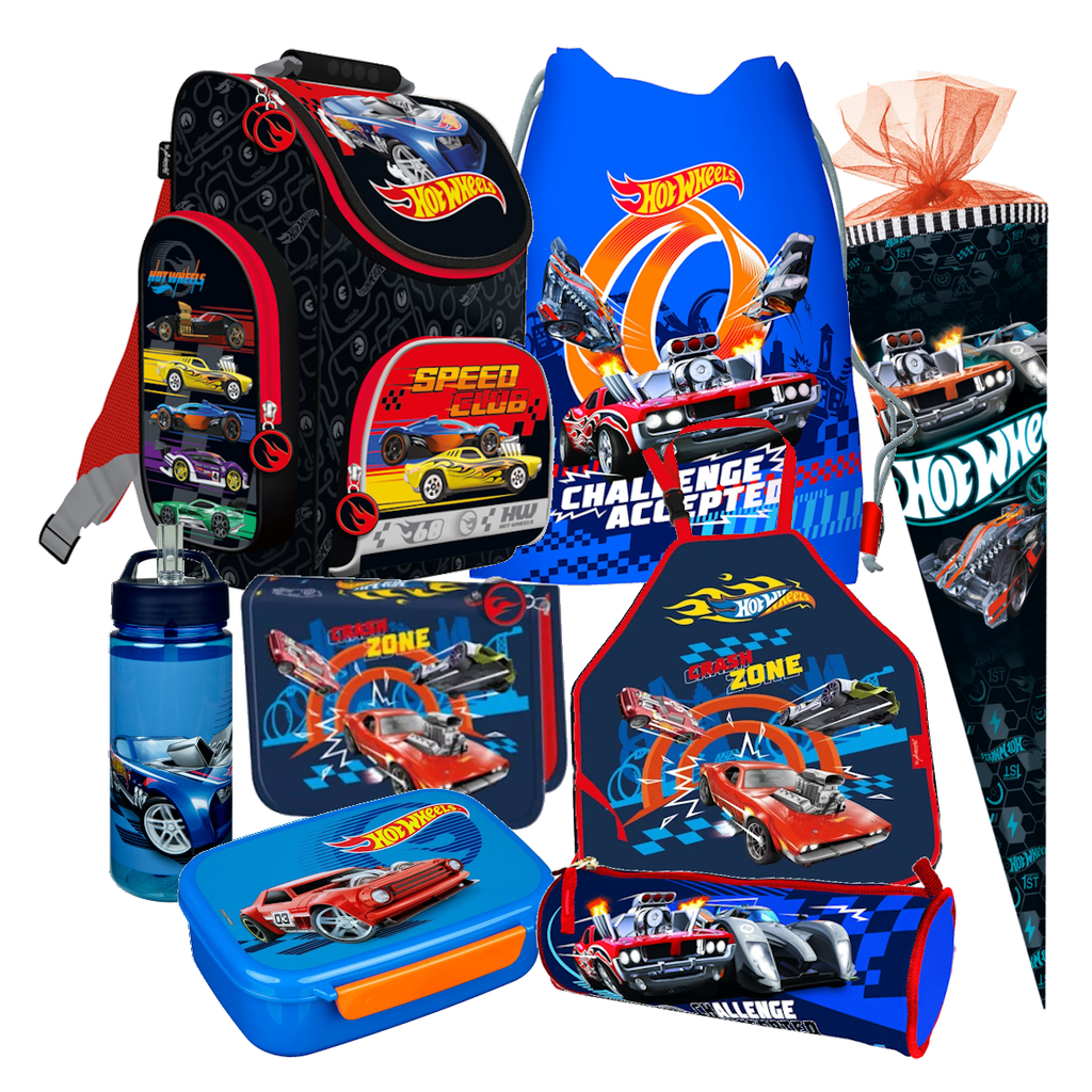 HOT WHEELS CARS AUTOS 8t SCHULRANZEN RANZEN SCHULTÜTE 85 cm TORNISTER TASCHE Set