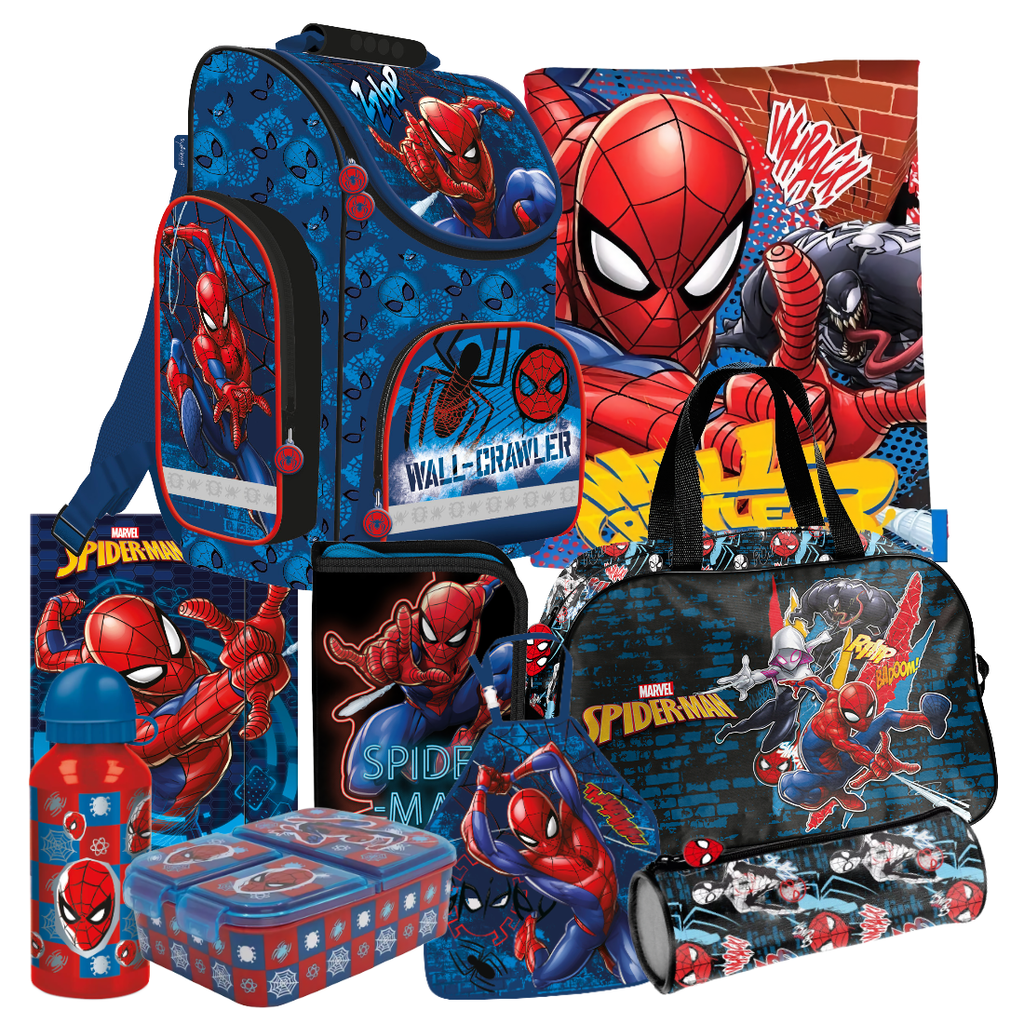 Spiderman 9 Teile Set SCHULRANZEN Ranzen Federmappe Tornister Tasche Marvel stmj