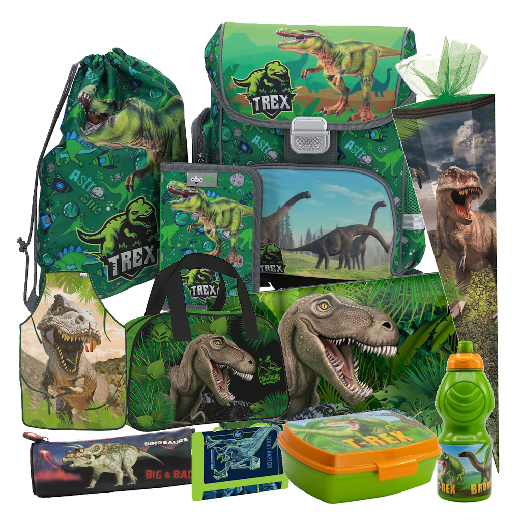 Dinosaurier Dino T-Rex 11 t SCHULRANZEN RANZEN Tornister Set Tasche Schultüte ma