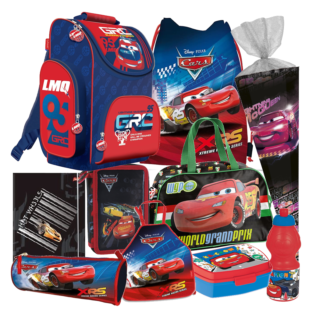Disney CARS AUTO 10 Teile SCHULRANZEN RANZEN Sporttasche Schultüte Tornister Set