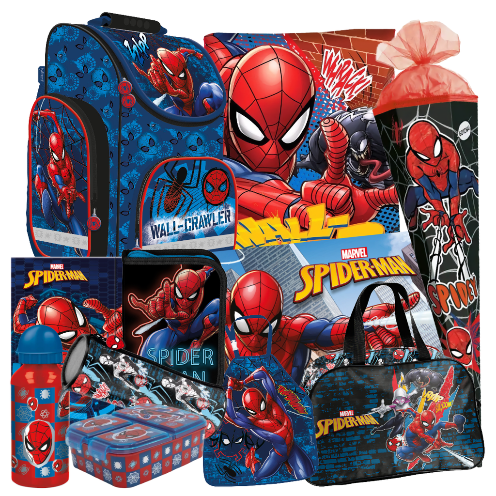 Spiderman 11 Teile Set SCHULRANZEN Ranzen Federmappe Tornister Schultüte 85 cm