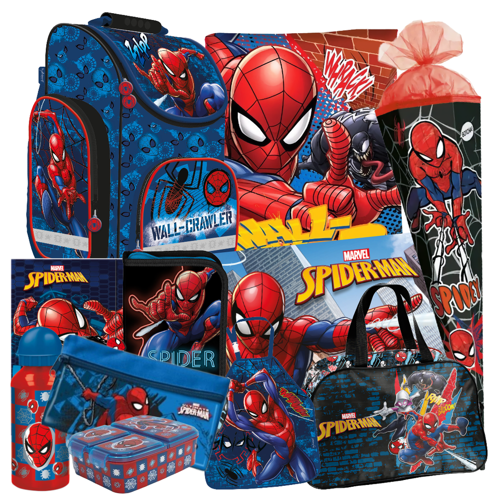 Spiderman 11 Teile Set SCHULRANZEN Ranzen Federmappe Tornister Schultüte 85 cm