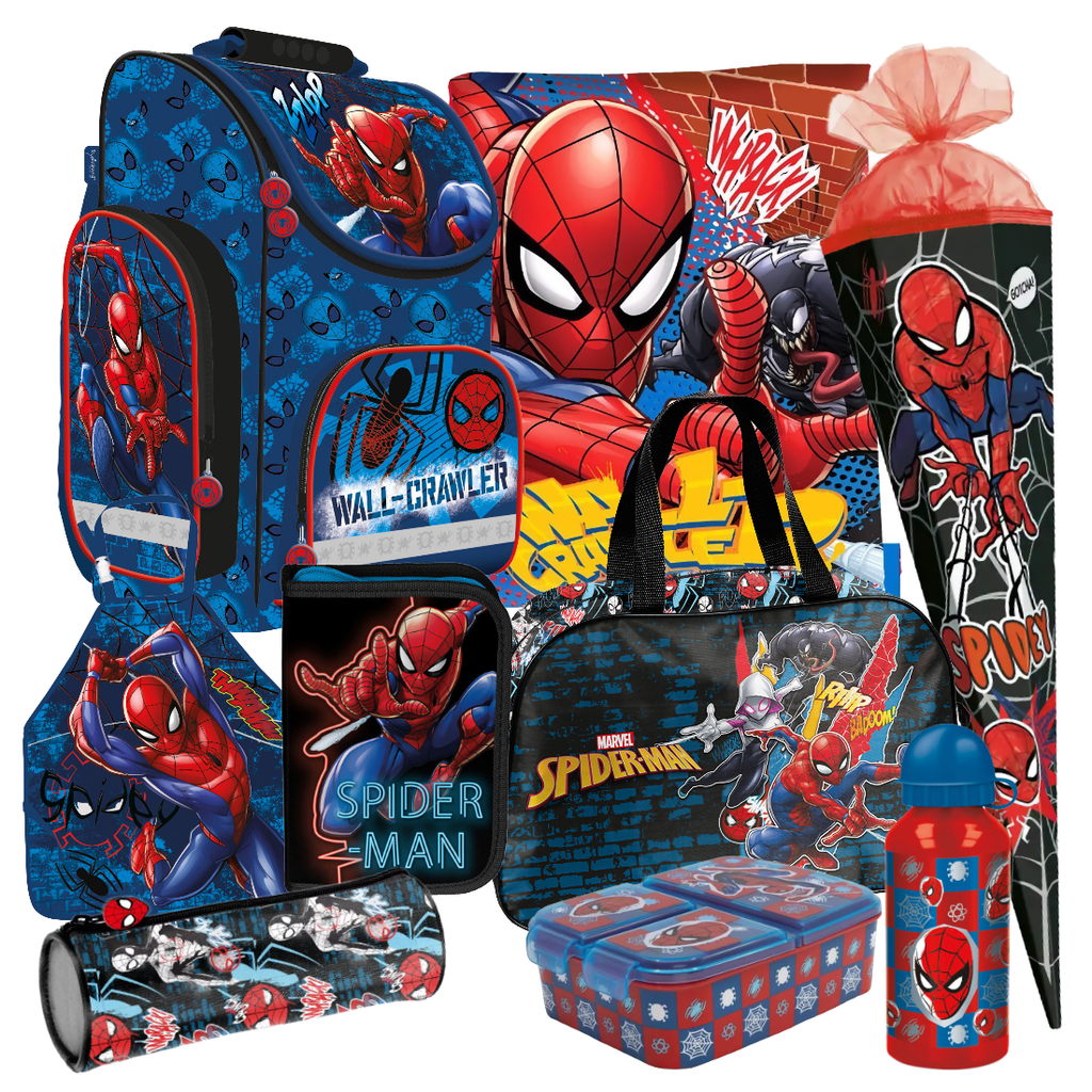 Spiderman 9 Teile Set Schulranzen Ranzen Marvel Schultüte Spider-man Tornister