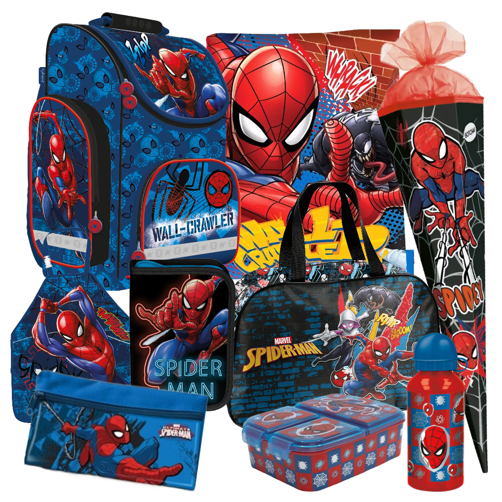 Spiderman 9 Teile Set Schulranzen Ranzen Marvel Schultüte Spider-man Tornister
