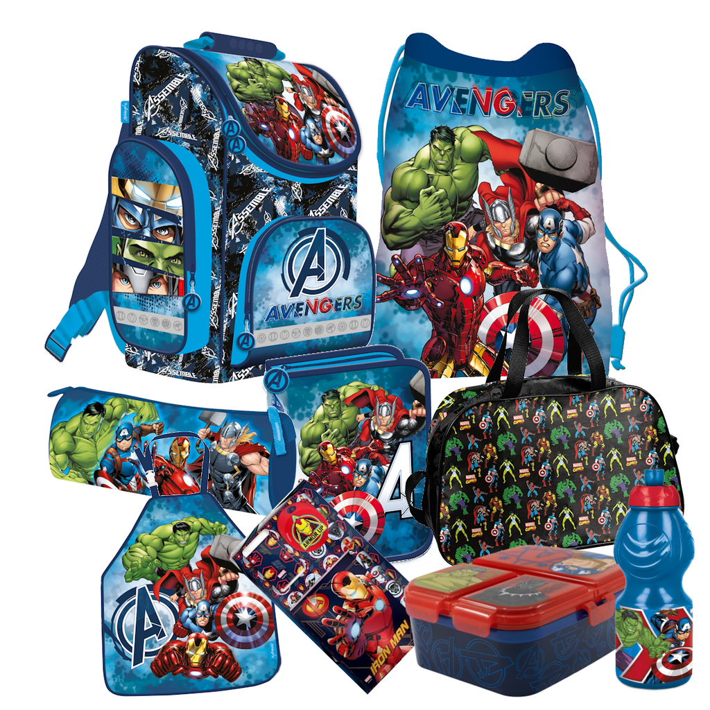 Avengers Marvel 9 Teile Set Schulranzen Ranzen Federmappe Tornister Sporttasche