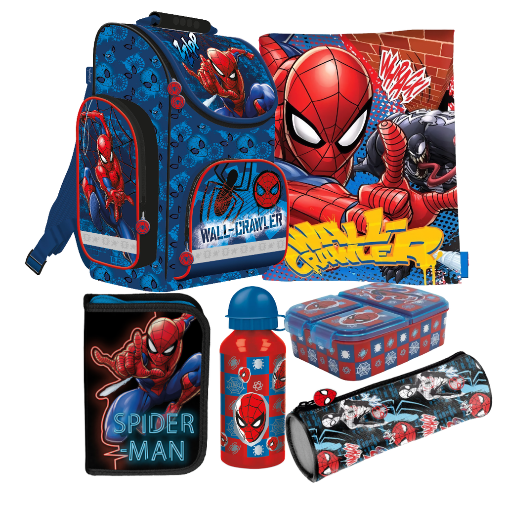 Spiderman 6 tl. Set SCHULRANZEN Ranzen Federmappe Tornister TASCHE Marvel Spider