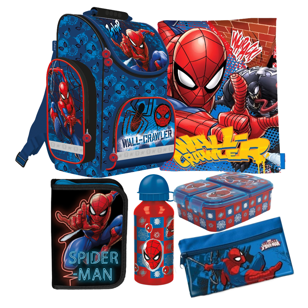 Spiderman 6 tl. Set SCHULRANZEN Ranzen Federmappe Tornister TASCHE Marvel Spider