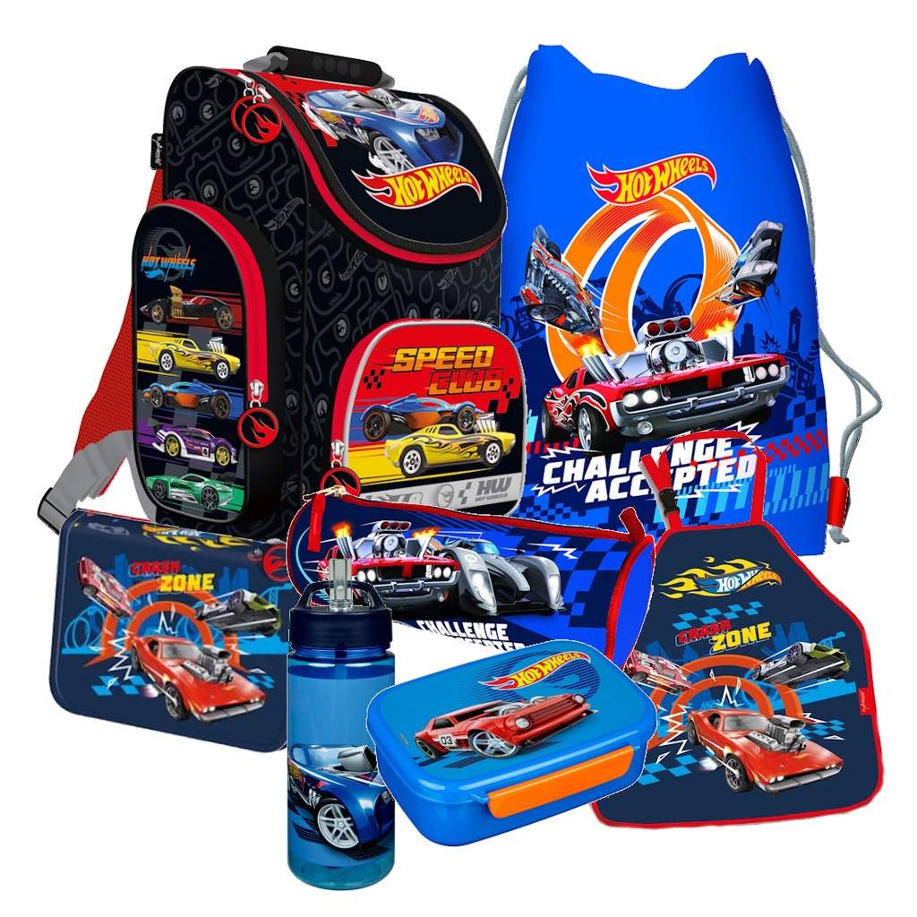 Hot Wheels Cars Autos 7 tlg. Set SCHULRANZEN RANZEN Federmappe Tornister Tasche