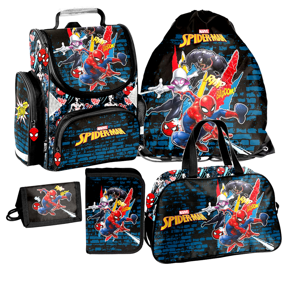 Spiderman 5 Teile Set SCHULRANZEN Ranzen Federmappe Tornister Tasche Marvel psh