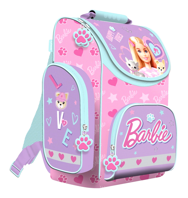 BARBIE Schulranzen 8 Teile Set Ranzen Federmappe Tornister Tasche Puppen Motiv