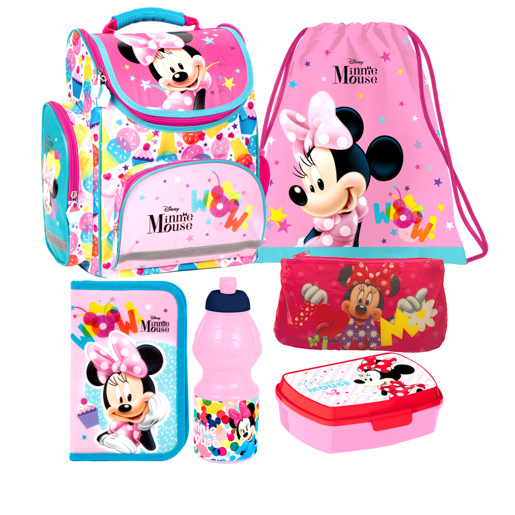 Disney Minnie Maus Mouse 6 tlg Set Tornister Ranzen Schulranzen Federmappe def02