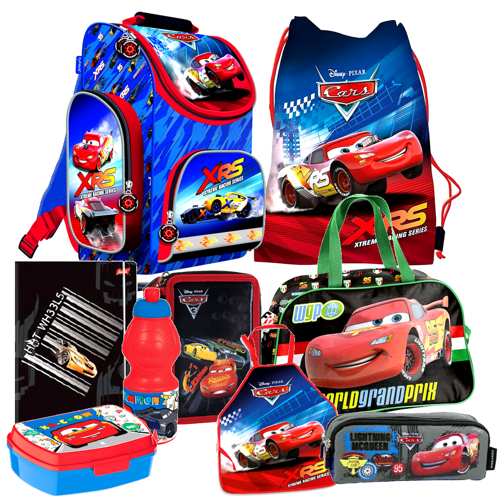 Disney Cars Auto 9 Teile Schulranzen Ranzen Federmappe Sporttasche Tornister Set