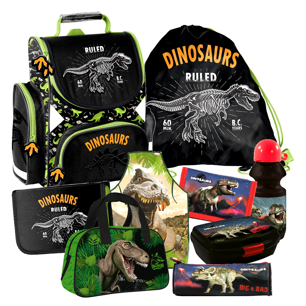 Dinosaurier T-Rex 9 Teile Set Schulranzen Ranzen Federmappe Geldbeutel Tornister