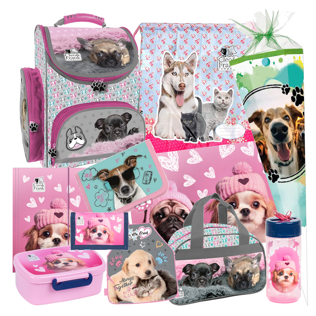 Hund pet Dog 11 tl. Set SCHULRANZEN RANZEN Federmappe TASCHE Schultüte Tornister