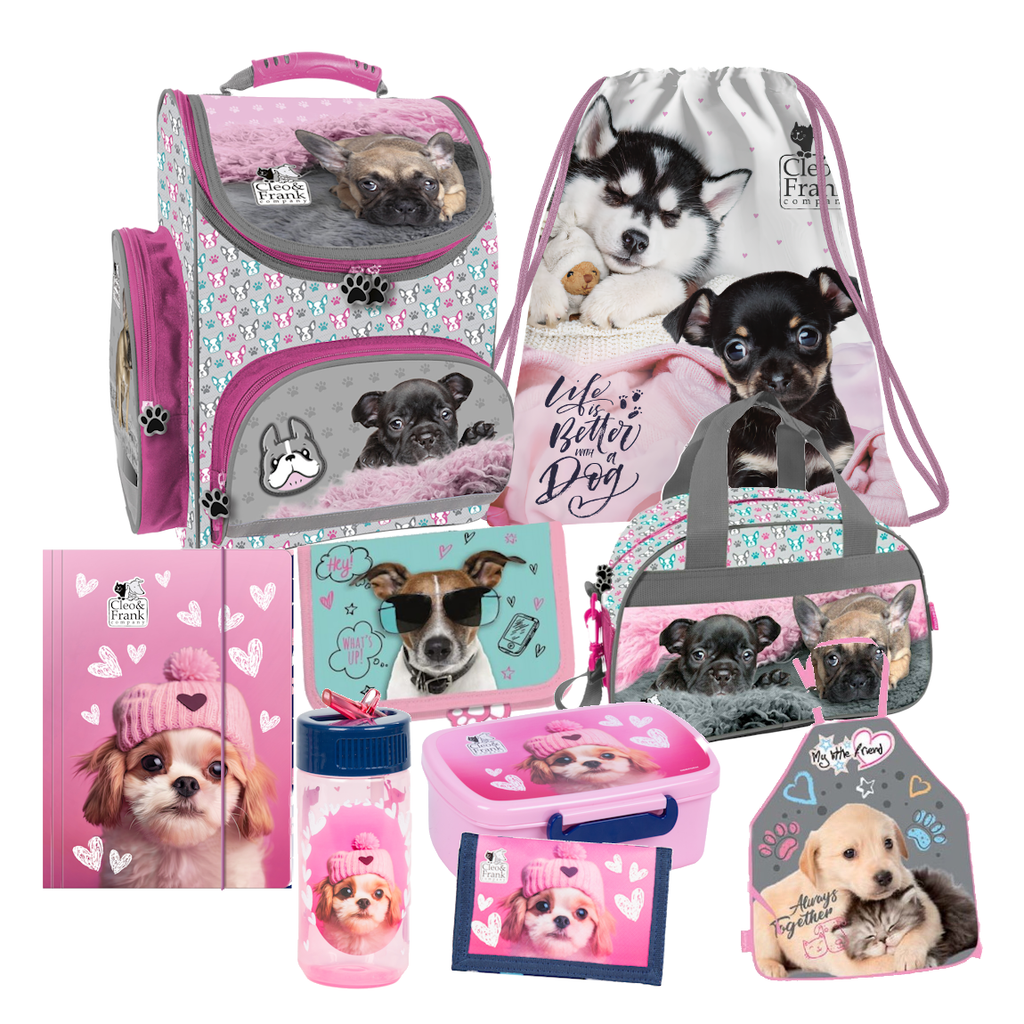 Hund pet Dog 9 TEILE SET SCHULRANZEN RANZEN Federmappe TASCHE RUCKSACK Tornister