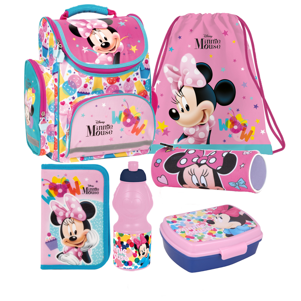 Disney Minnie Maus Mouse 6 tlg Set Tornister Ranzen Schulranzen Federmappe def02