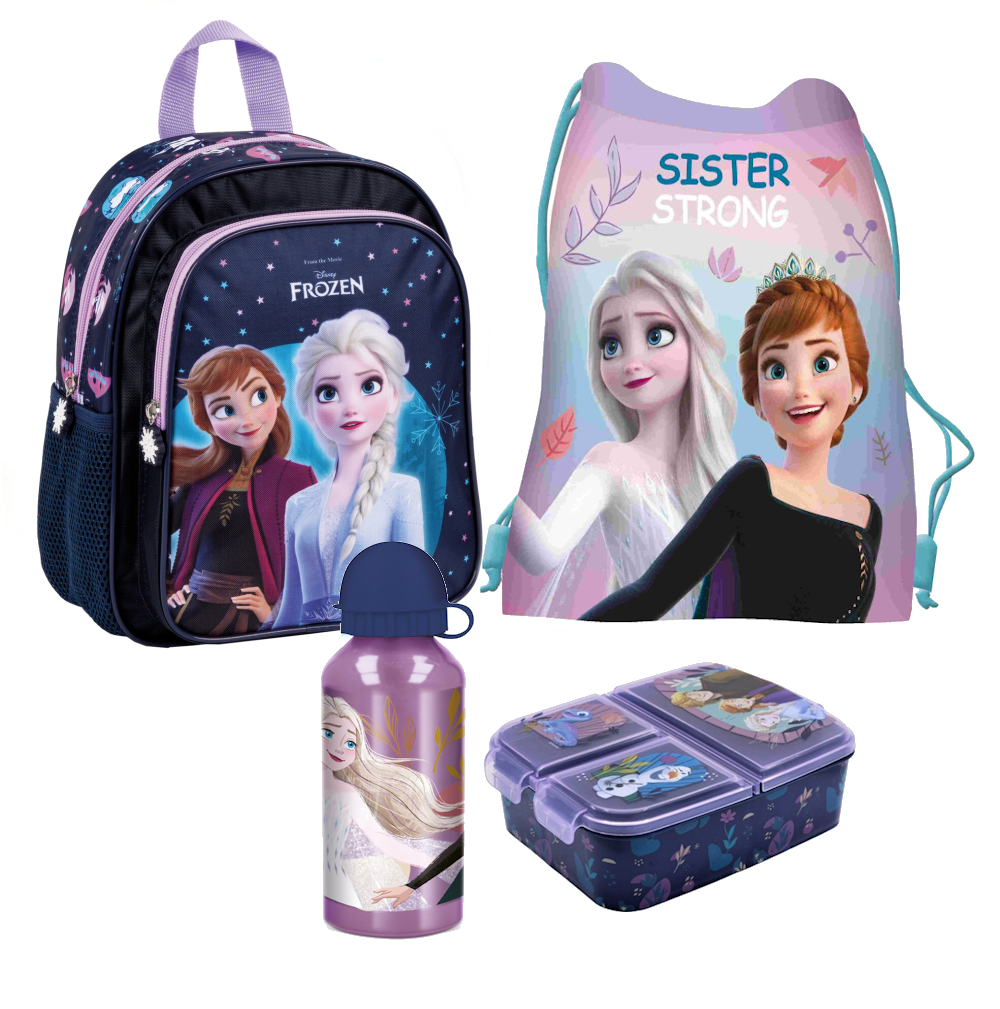 FROZEN EISKÖNIGIN 4 Teile KINDERGARTEN Rucksack Set blau