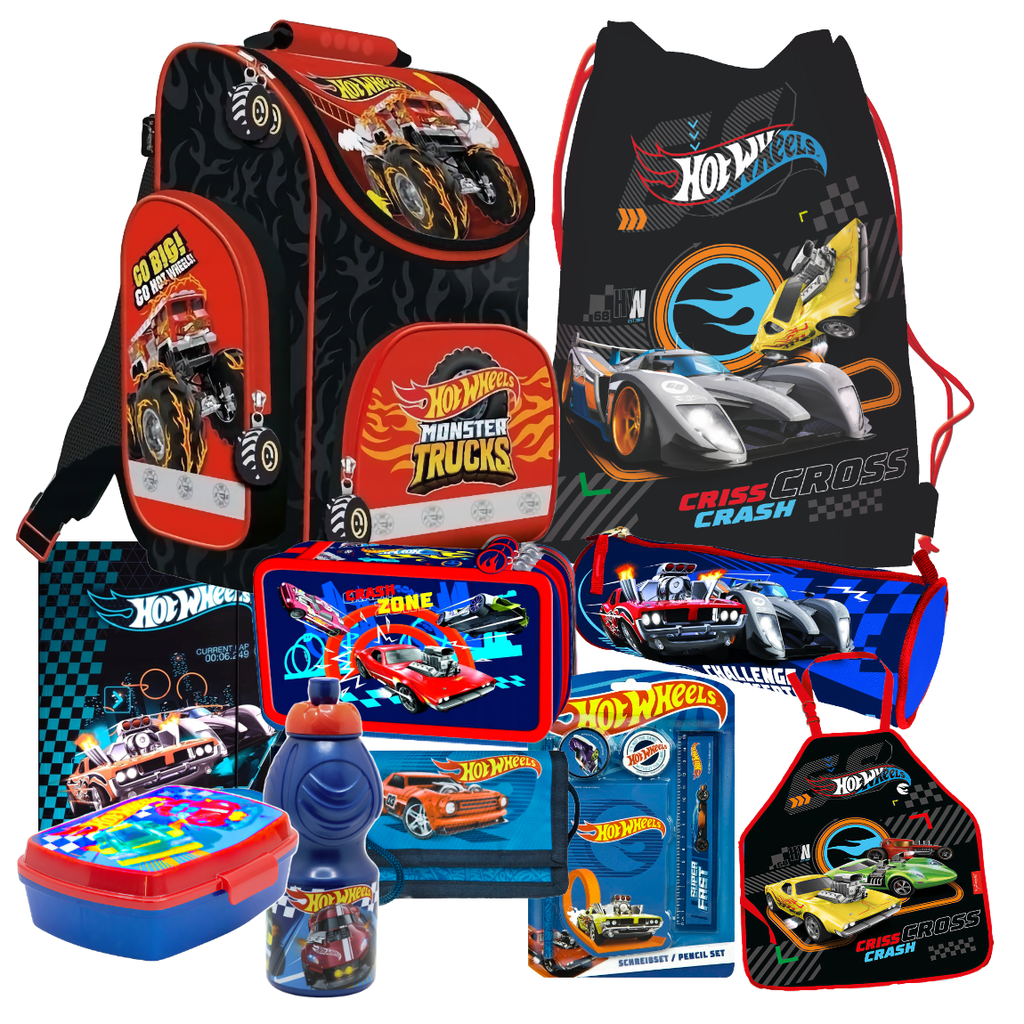 Hot Wheels Cars 10 tlg. Set SCHULRANZEN RANZEN Federmappe Tornister Tasche A4