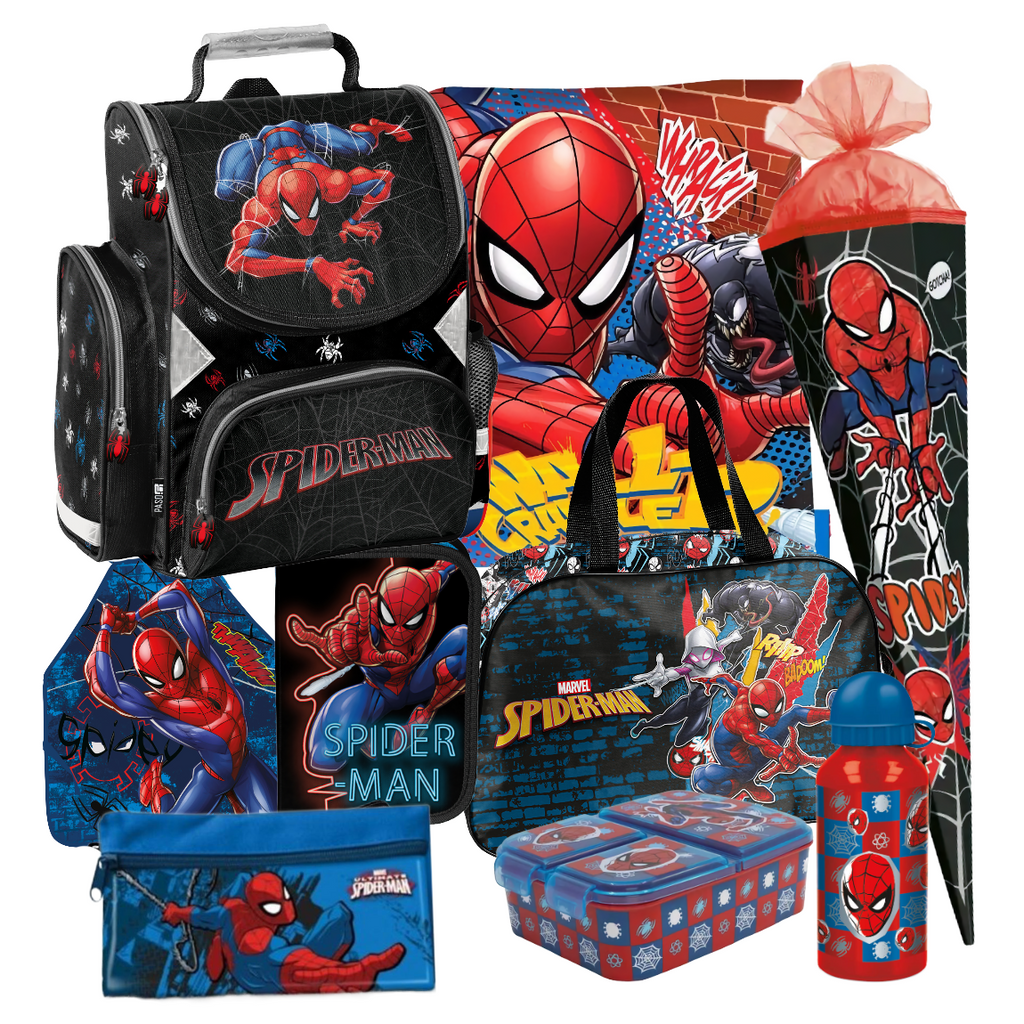 Spiderman 9 Teile Set Schulranzen Ranzen Marvel Schultüte Spider-man Tornister c