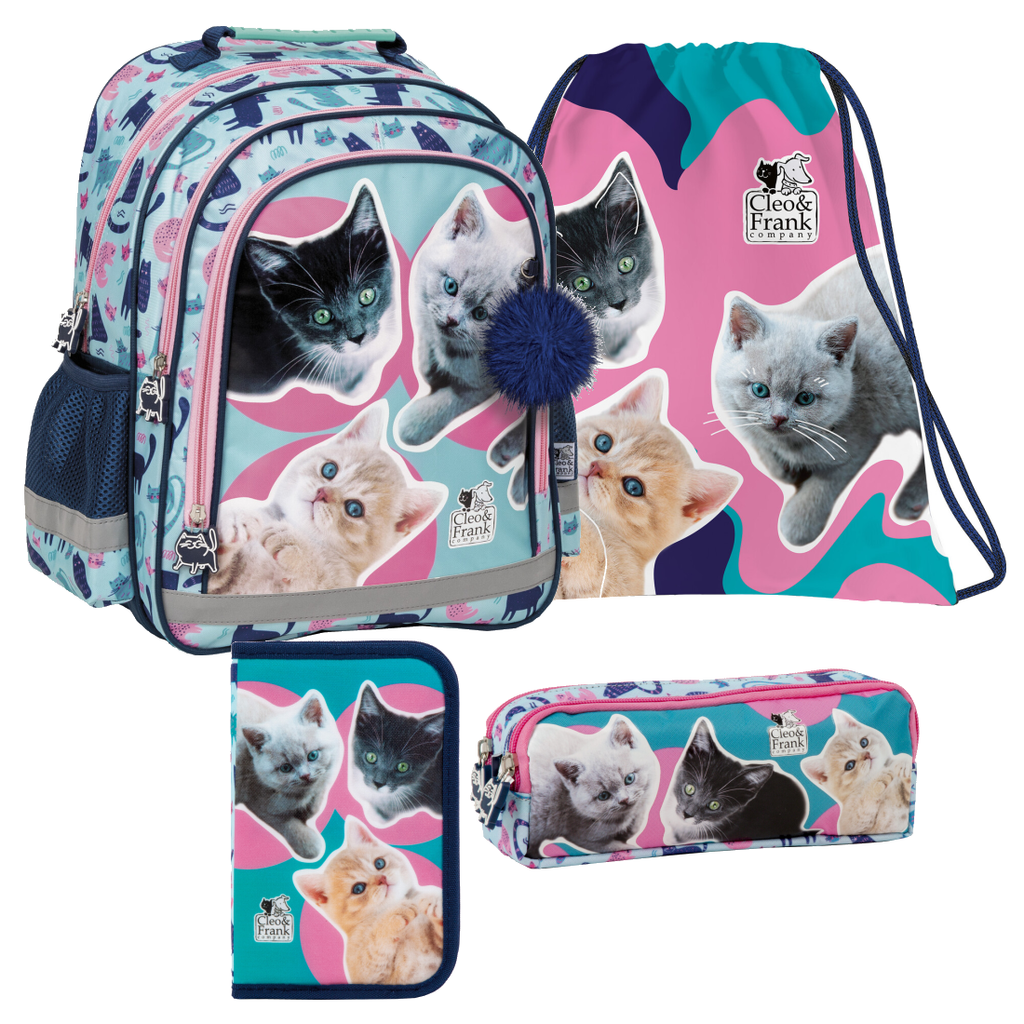 Katze Cats 4 Teile Schulrucksack Set