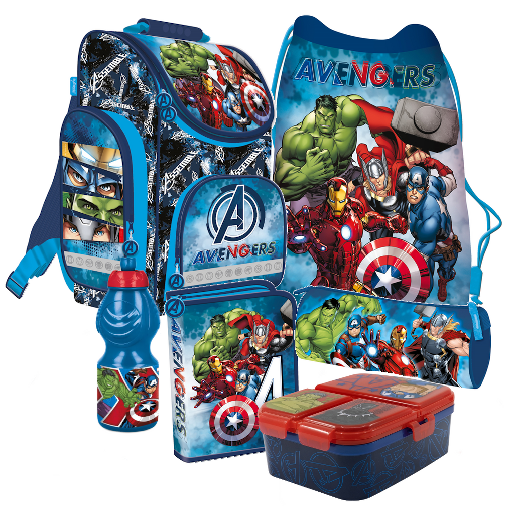 Avengers Marvel 6 Teile Set SCHULRANZEN Ranzen Federmappe Tornister Sporttasche