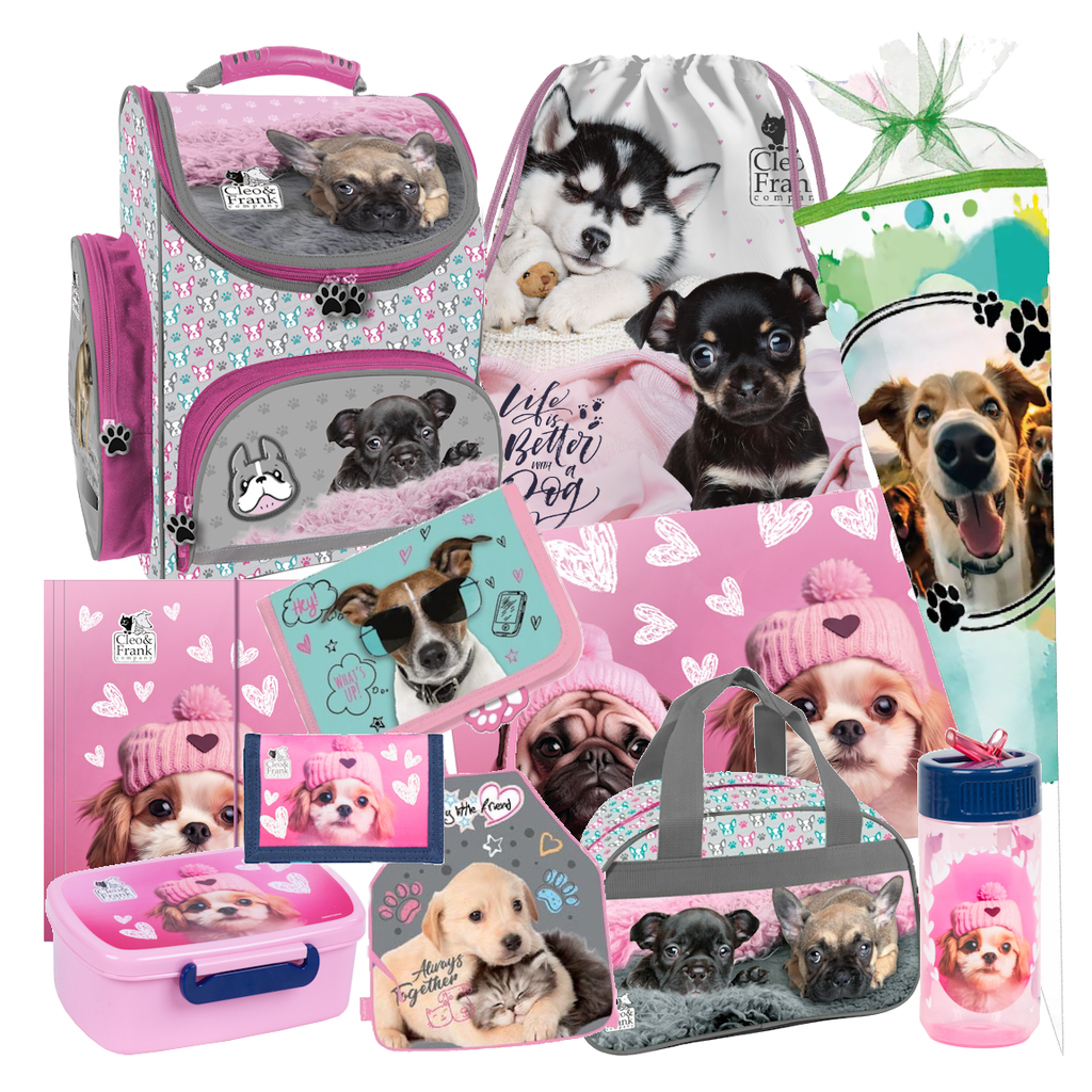 Hund pet Dog 11 tl. Set SCHULRANZEN RANZEN Federmappe TASCHE Schultüte Tornister