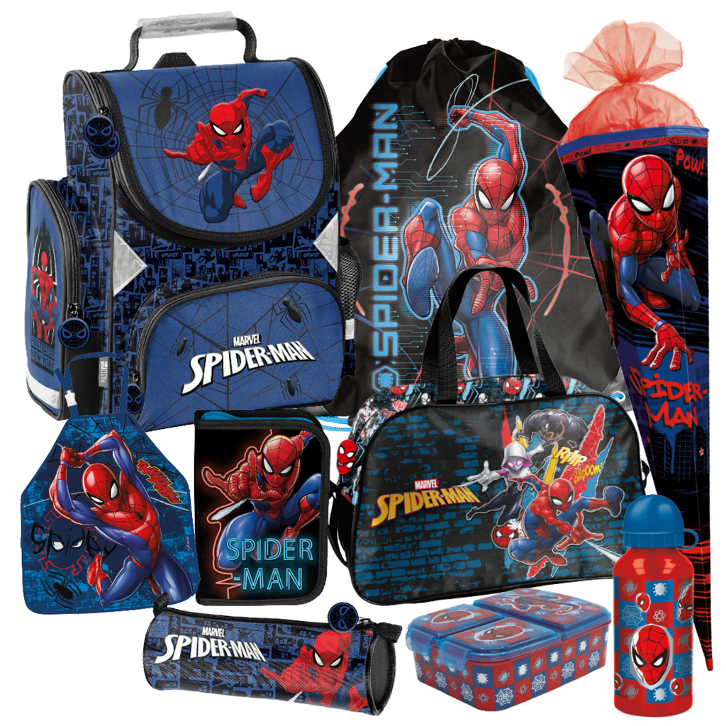 Spiderman 9 Teile Set Schulranzen Ranzen Marvel Schultüte Spider-man Tornister