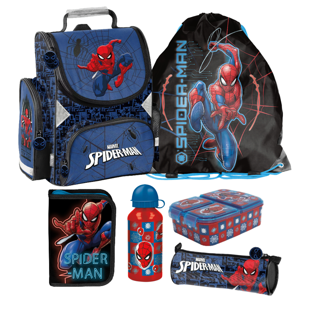 Spiderman 6 tl. Set SCHULRANZEN Ranzen Federmappe Tornister TASCHE Marvel Spider