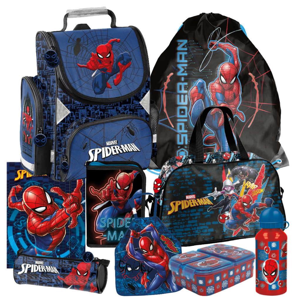 Spiderman 9 Teile Set SCHULRANZEN Ranzen Federmappe Tornister Tasche Marvel stmj