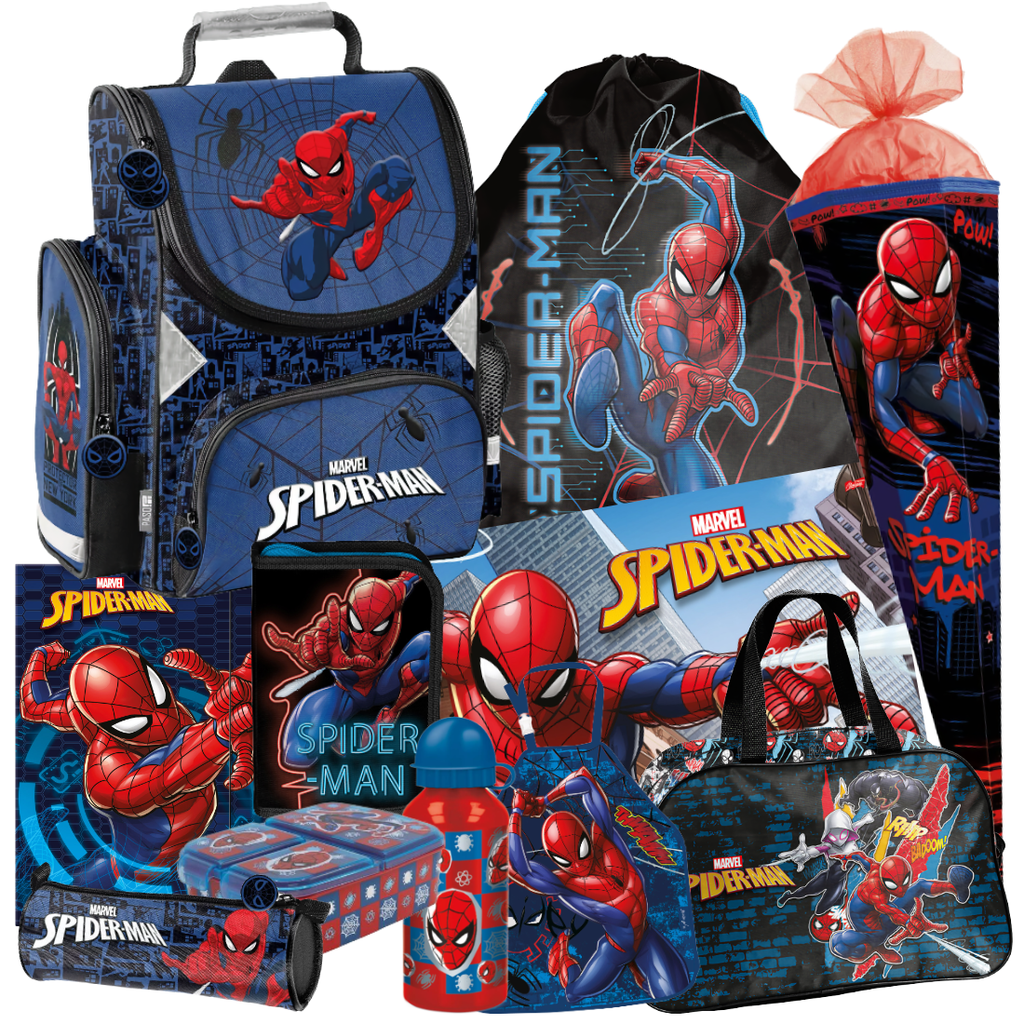Spiderman 11 Teile Set SCHULRANZEN Ranzen Federmappe Tornister Schultüte 85 cm