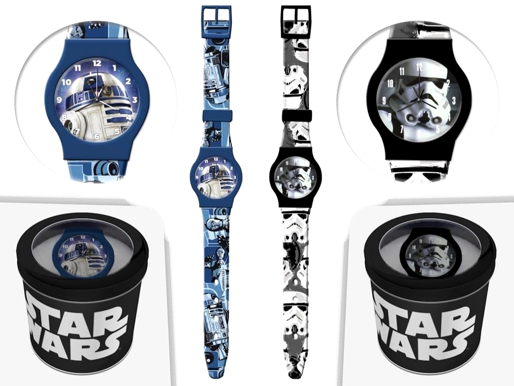 Star Wars Clone Trooper R2D2 Roboter 1 x Armbanduhr Uhr blau oder schwarz neu
