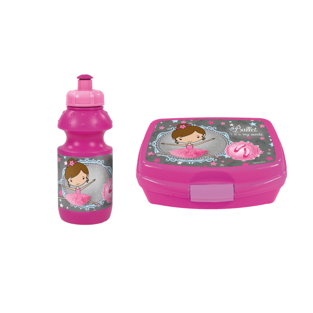 Ballerina Ballet 2er Set Brotdose Brotzeitdose Lunchbox + Trinkflasche Flasche