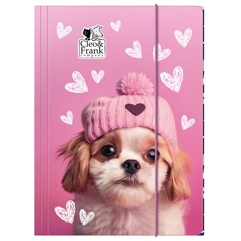 Hund Dog A4 Gummizugmappe Gummizug Mappe Eckspanner Rosa