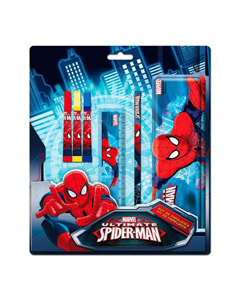 Spiderman Spider-man Marvel 6 Teile Set Schreibset Stift Federmappe Lineal
