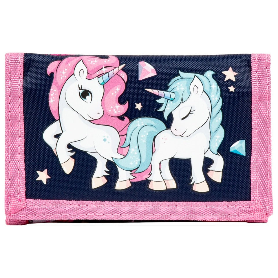 Horses Unicorn Pony PFERD EINHORN GELDBÖRSE GELDBEUTEL PORTEMONEE blau Sterne