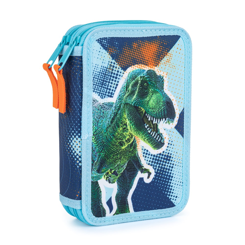 Dino T-Rex Dinosaurier 3-Fach FEDERTASCHE FEDERMAPPE dreistöckig