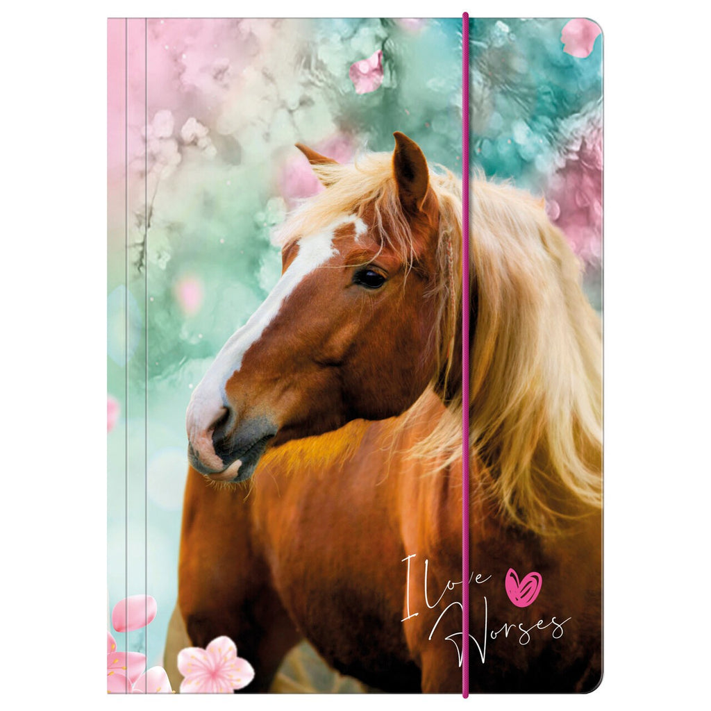 Einhorn Unicorn Pony Pferd Horse A4 Gummizugmappe Gummizug Mappe Eckspanner love