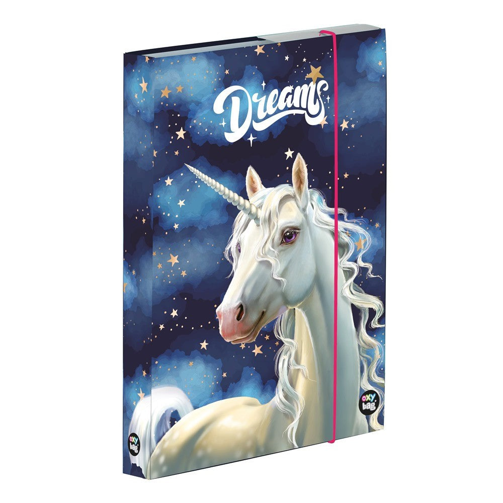 Einhorn Unicorn Pony Pferd Horse HEFTBOX A4 BOX 32 x 23 cm HEFT MAPPE blau