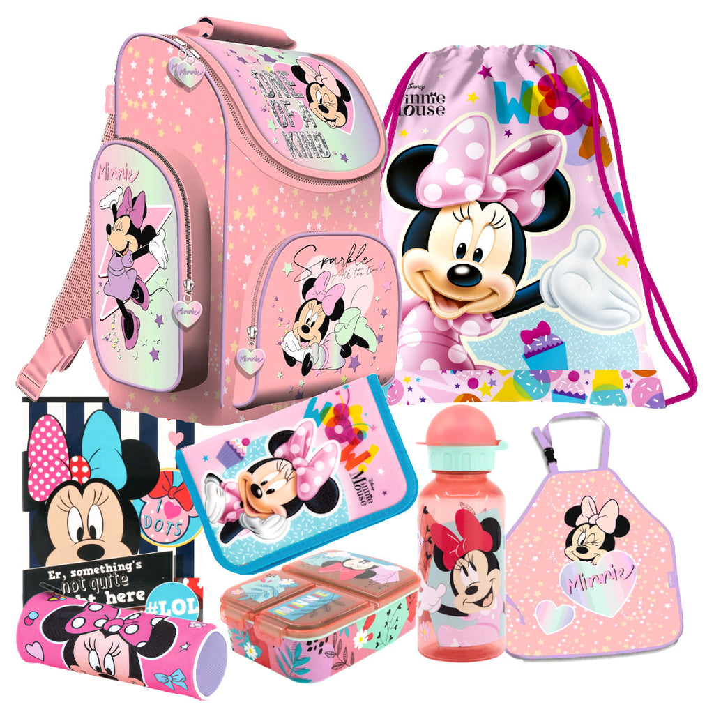 Disney Minnie Maus Mouse 8 tlg. Set Tornister Ranzen Schulranzen Rucksack Tasche