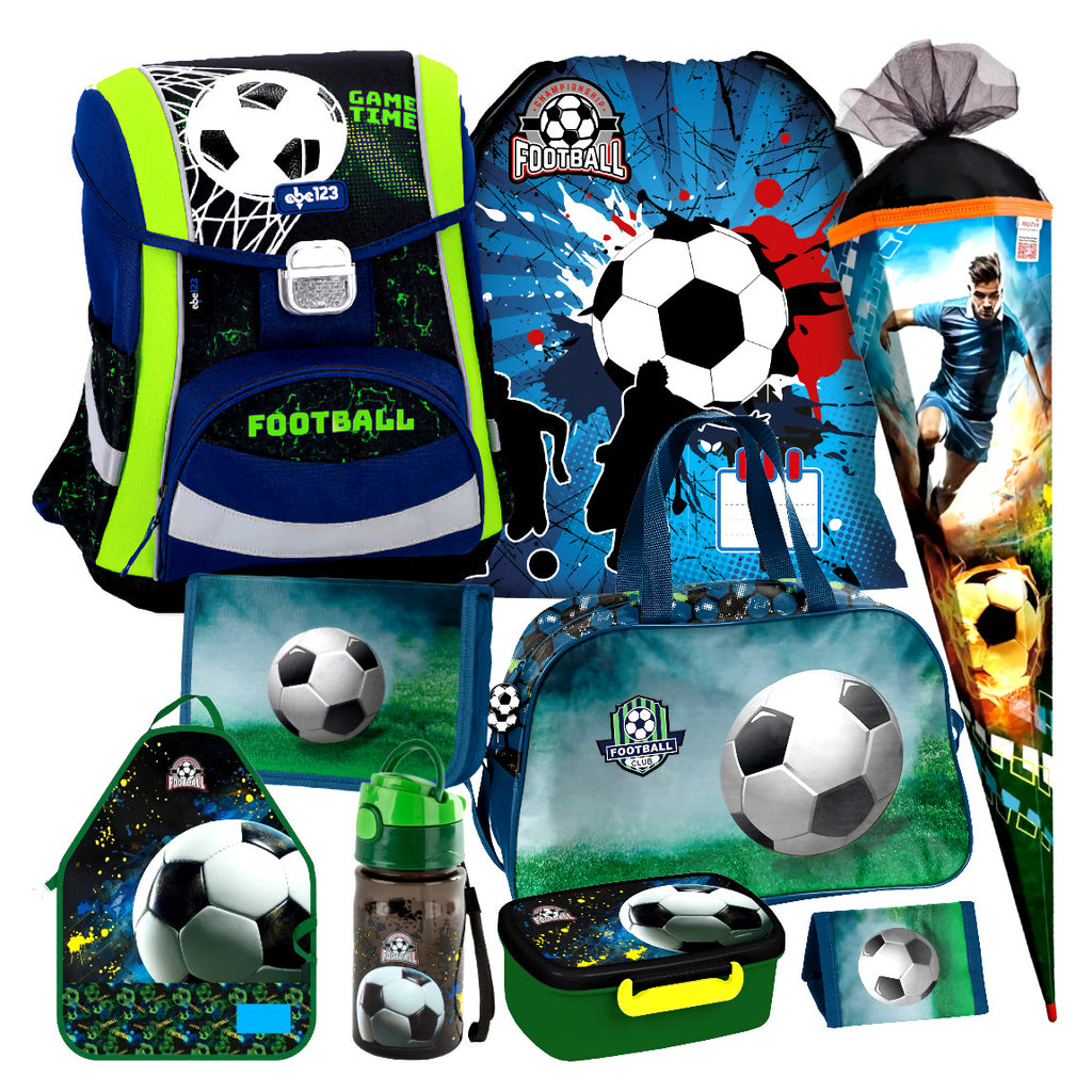 Fussball Ball 9 Teile Set SCHULRANZEN Ranzen Tornister Schultüte Tasche Football