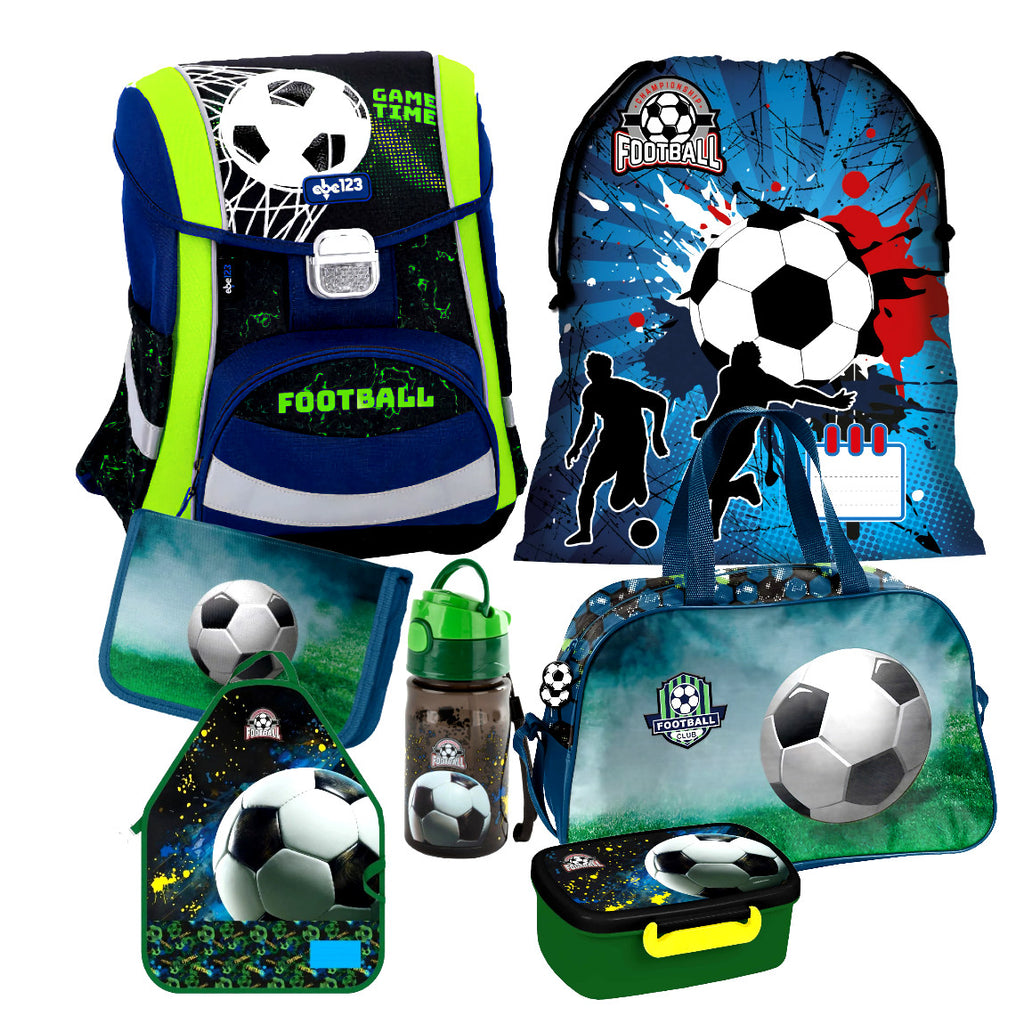 Fussball Ball 7 Teile Set SCHULRANZEN Ranzen Tornister Rucksack Tasche Football