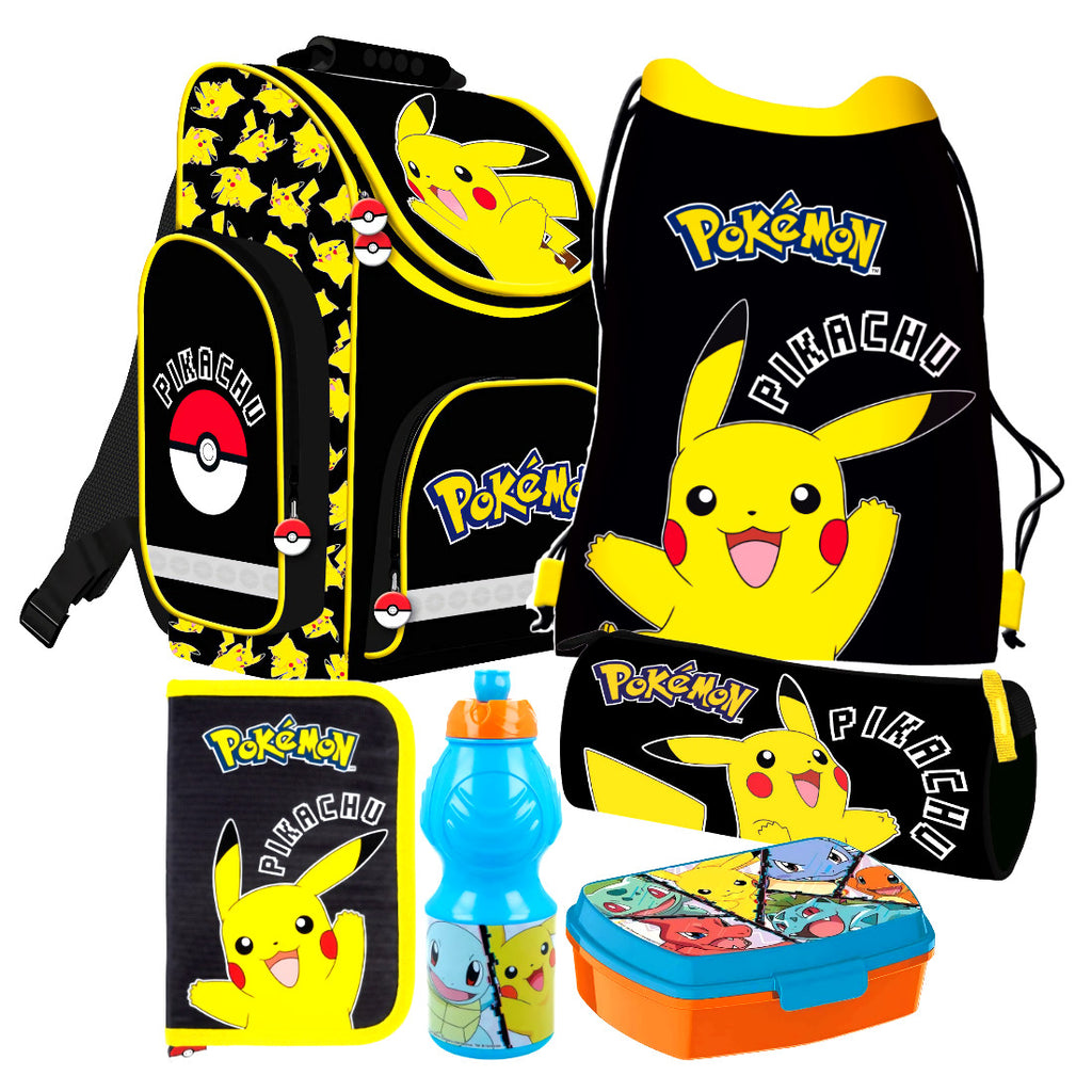 Pokemon Pikachu 6 Teile Set Tornister Ranzen Schulranzen Federmappe Tasche