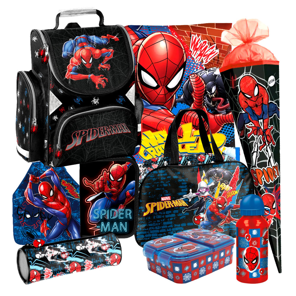 Spiderman 9 Teile Set Schulranzen Ranzen Marvel Schultüte Spider-man Tornister c