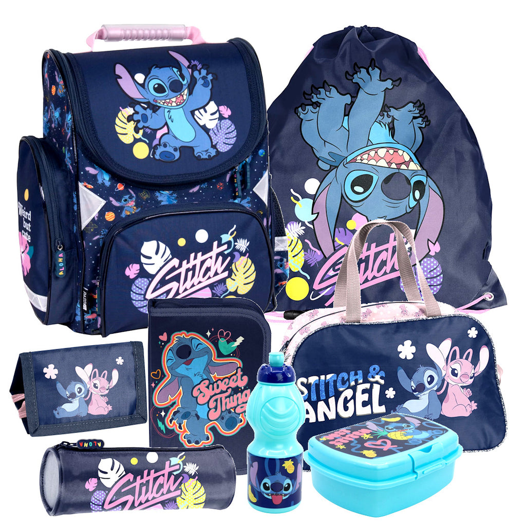 Disney Stitch Lilo Angel 8 t Set Tornister Ranzen Schulranzen Federmappe Tasche