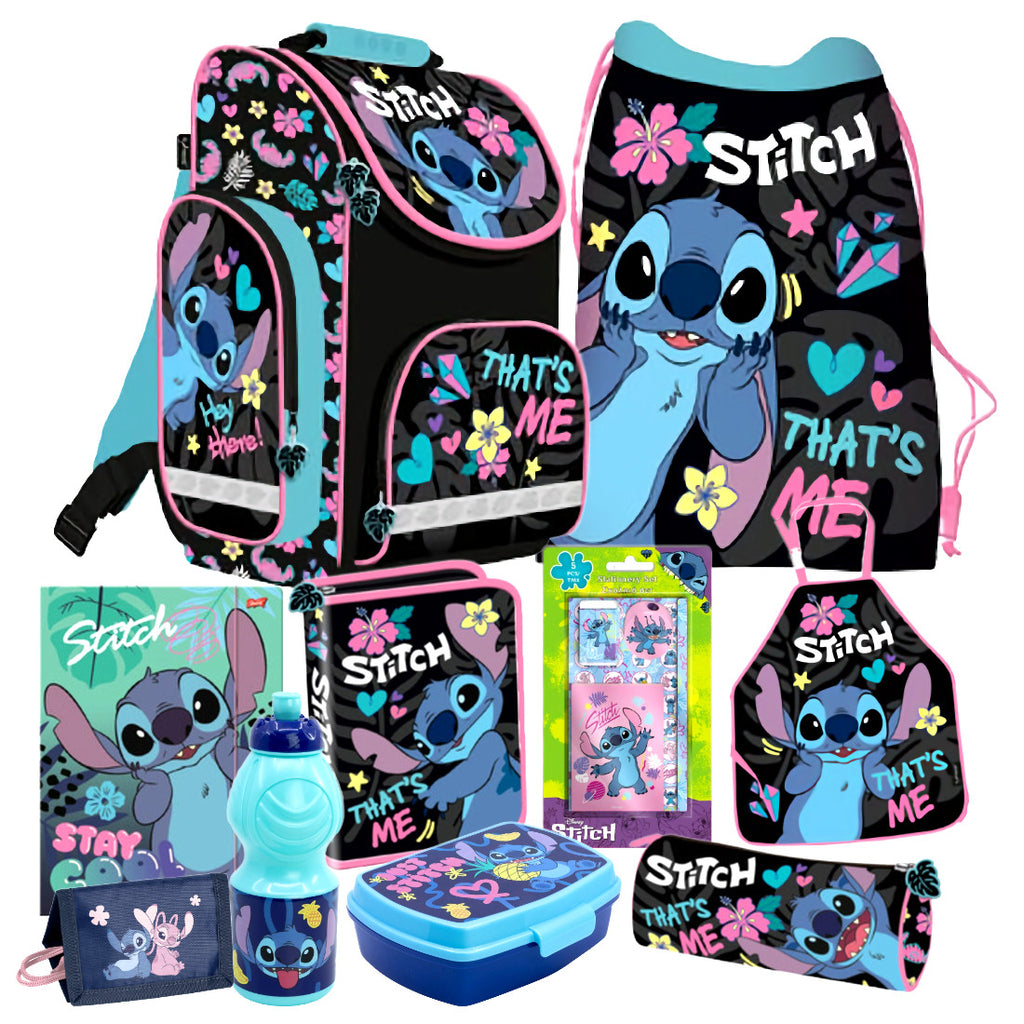 Disney Stitch Lilo 10 Teile Set Tornister Ranzen Schulranzen Federmappe Rucksack
